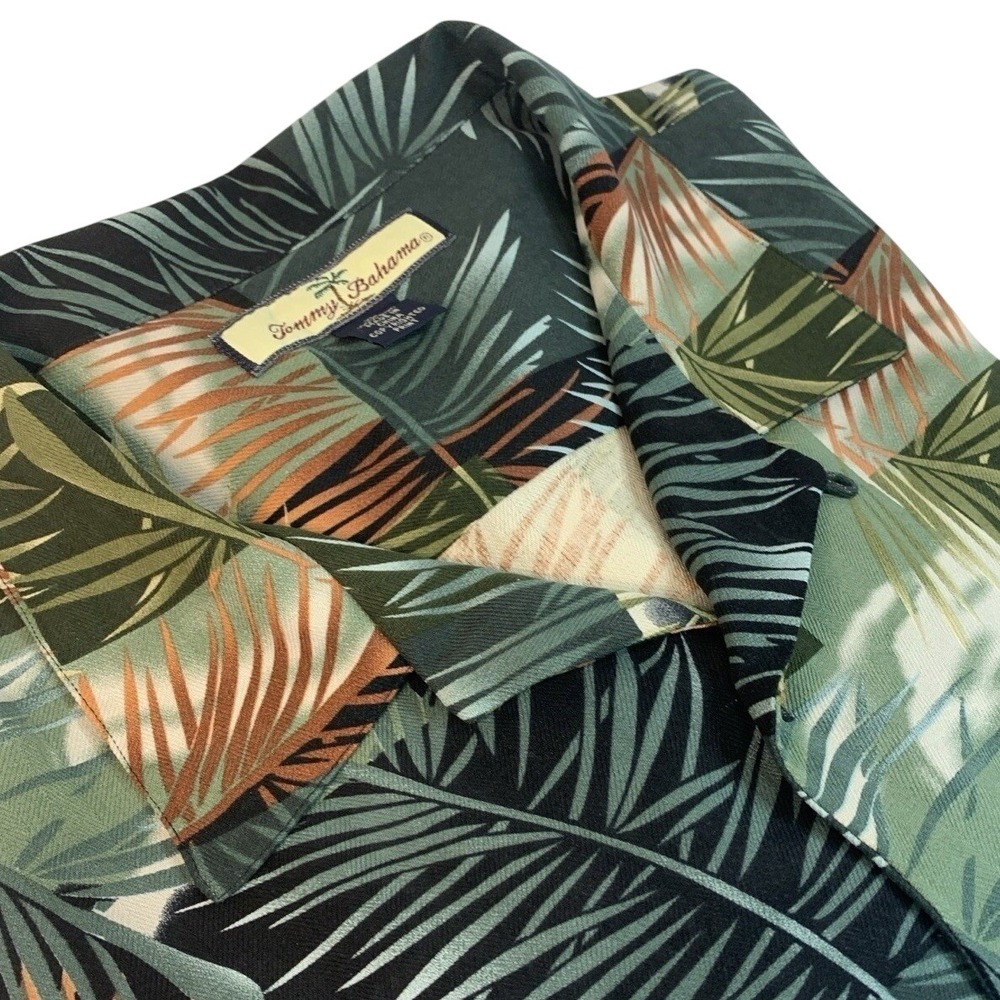 Tommy‎ Bahama XL 100% Silk Short Sleeve Button Up Shirt Tropical Camp Beach